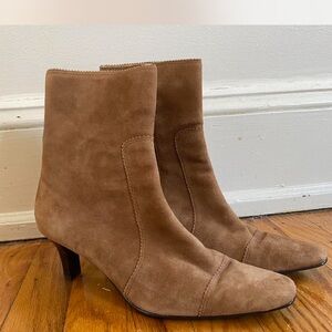 Elegant Brown Suede Leather Ankle Boots